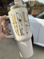 USA Or arc-en-ciel Plaqué Acier Inoxydable Gravure Laser Blancs Tasse De Voyage En Gros En Vrac Tasse En Métal 40oz Gobelet avec Poignée