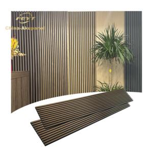 Hiện đại mật độ cao <span class=keywords><strong>MDF</strong></span> tường nghệ thuật gạch trần gỗ đá đen Panel tường với khói óc chó hình nền không thấm nước tấm âm thanh - Product Image 1