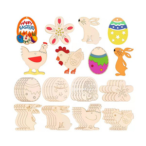 Kit de pintura de decoración de madera de Pascua, manualidades hechas a mano, etiquetas colgantes de madera - Product Image 2