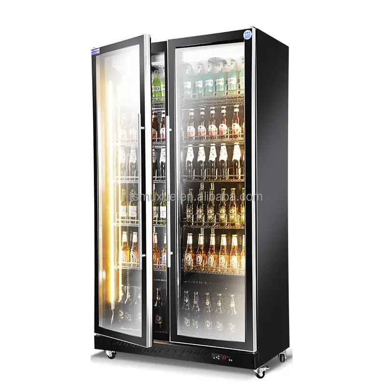 MUXUE-refrigerador vertical de 2 puertas para cerveza, refrigerador comercial de cerveza, escaparate, refrigerador de bebidas, refrigerador de pie