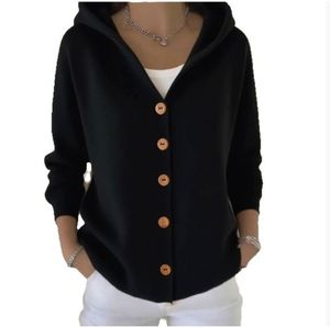 Maglione Casual da <span class=keywords><strong>donna</strong></span> <span class=keywords><strong>autunno</strong></span> <span class=keywords><strong>inverno</strong></span> con bottone rosa Cardigan lavorato a maglia con cappuccio Logo sulla parte anteriore - Product Image 3