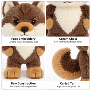 Service <span class=keywords><strong>de</strong></span> développement <span class=keywords><strong>de</strong></span> figurines loupes en peluche personnalisées avec oreilles pointues, queue touffue et pose mains sur les hanches - Product Image 4