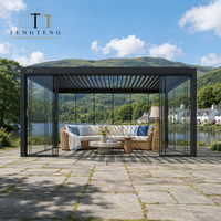 Pergola bioclimatique en aluminium durable et imperméable avec toit à lames orientables, structure thermolaquée et conception résistante aux intempéries pour l'extérieur