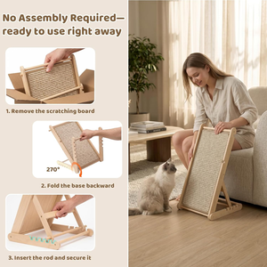 Grattoir pour chat, planche à gratter en sisal de 23 pouces avec 5 hauteurs réglables, pas d'assemblage requis, grattoirs pliables pour chat - Product Image 4