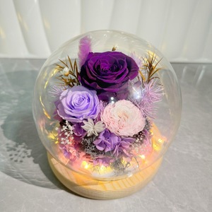 Rosa Eterna Decorativa Redonda <span class=keywords><strong>con</strong></span> Cubierta de Cristal Esférica, Regalo para Navidad y San Valentín - Product Image 5