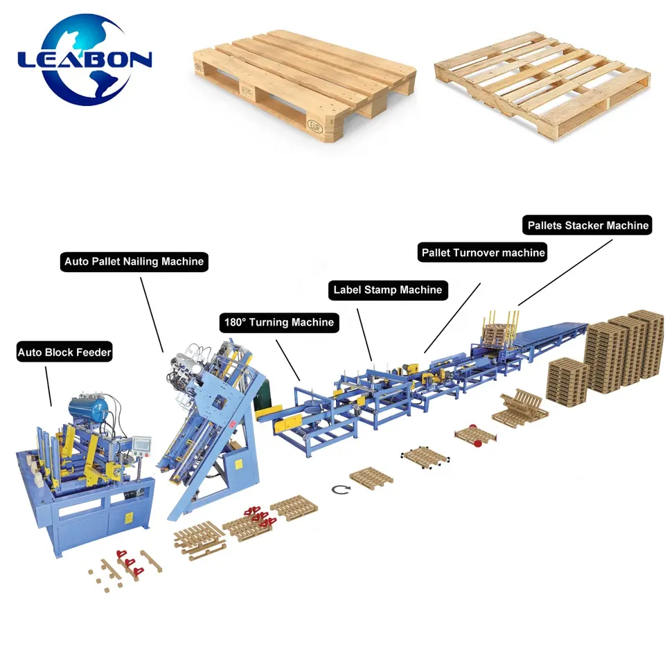 Máquina clavadora de palés de madera, línea de producción automática de palés