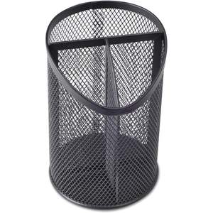 UNV20019 Universel 4.13 pouces Diamètre X 6 pouces Porte-crayons en métal noir à 3 compartiments, en maille, en plastique - Product Image 3