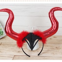 Nouveau Halloween décoratif diable corne bande de cheveux accessoires de fête de bal grande corne de vache coiffure pour enfants et adultes décoration de fête