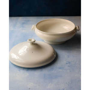 Bol à légumes en porcelaine blanche française, grand, design bohème et moderne, vaisselle en émail poli, nouveauté Orienta - Product Image 3