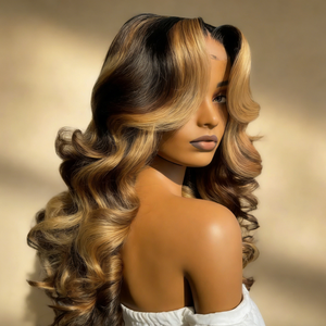 Parrucche Frontali in Pizzo di Alta Qualità con Capelli Veri Grezzi 100% Vietnamiti, Ondulati, con Mèches Marrone Miele - Fornitori - Product Image 2