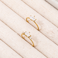 Haut de gamme PVD plaqué or 18 carats corde couronne zircone délicate bague en acier inoxydable à la mode unisexe fête cadeau pour les femmes