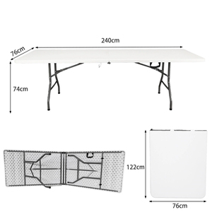 Table pliante portable en plastique, table pliable adaptée pour la salle à manger, l'intérieur, l'extérieur, le <span class=keywords><strong>camping</strong></span>, le pique-nique et les fêtes, les barbecues - Product Image 2