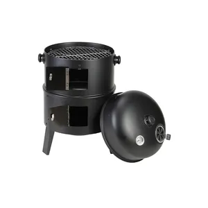 Commercio all'ingrosso 3 in 1 Senza Fumo del Carbone di Legna Barbecue Grill Fumatore 3 Strati Torre Verticale Barile Charcoal Grill Barbecue Fumatore