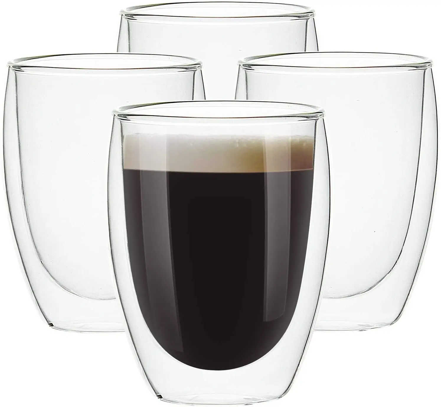 150ml 250ml 350ml 450ml High Borosilicate Double Wall Glass Coffee Cup Mug With Glass Handle