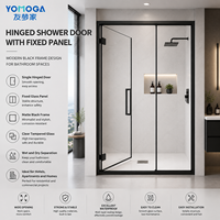 Paroi de douche transparente en verre trempé intelligent de 10 mm avec cadre en aluminium noir sans cadre, panneau fixe mural