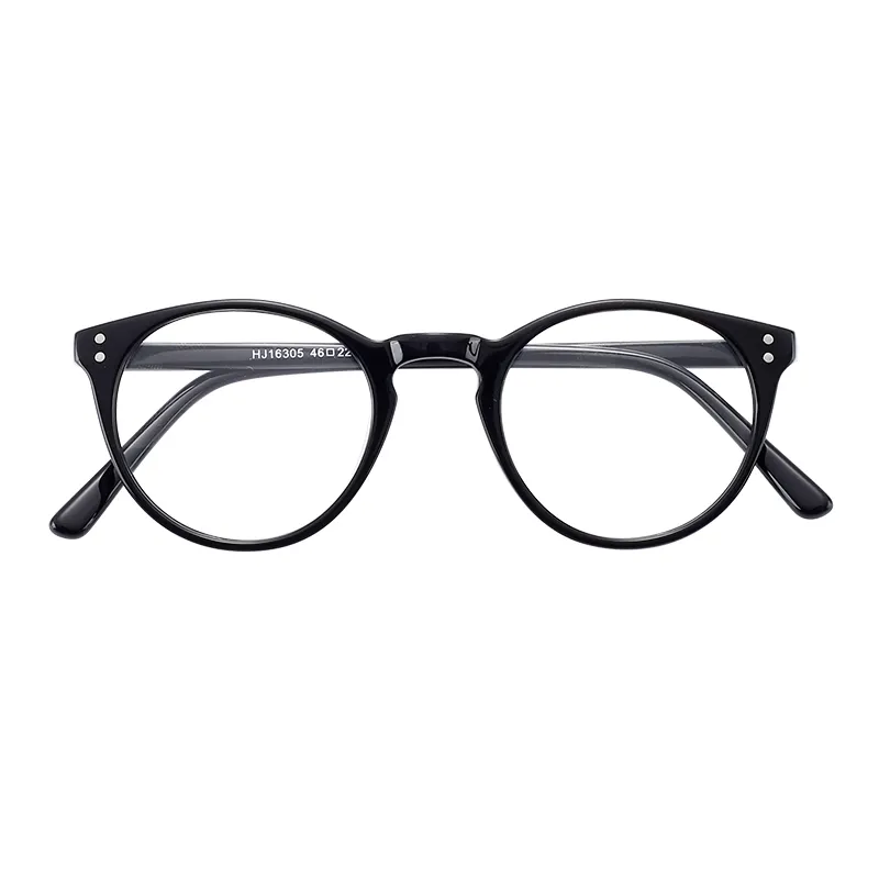 Customizable Black Round Optical Transparent Acetate Glasses Anti-Blue Light Myopia Spectacles