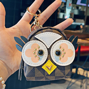 New Style Luxury Hand-stitched PU Leather Zinc Alloy Mini Wallet Coin Purse Keychain Headphone Case Durable Gift Customizable