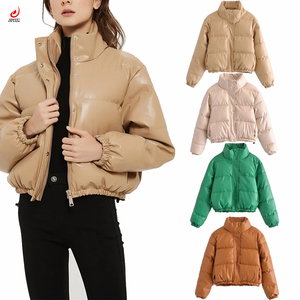 Chaquetas Bomber Cortas Acolchadas de Algodón para Mujer, Color Sólido, Reversibles, Impermeables, con Cierre de Cremallera, en Oferta - Product Image 1
