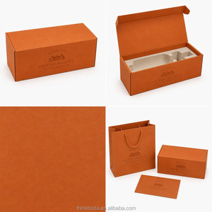 Boîte cadeau personnalisée pour <span class=keywords><strong>vin</strong></span>, 1 bouteille de 750 ml, avec logo, boîte en carton de luxe orange brûlé pour l'emballage de bouteilles de <span class=keywords><strong>vin</strong></span>, vente en gros - Product Image 3