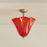 Lustre créatif en verre en forme de fleur, petite lampe décorative en cuivre pour chambre à coucher, lustre contemporain en verre pour salle de bain