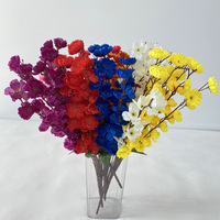 Fleur de pêcher artificielle décorative à 7 branches multicolores, faible MOQ, pour centre de table de fleuriste