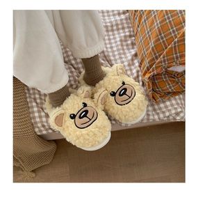 XIXITIAO inverno nuovi stili casa piatta pantofole fuzzy orso donna soffice molto caldo moda pantofole di pelliccia per le donne ragazze - Product Image 3