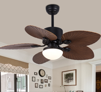 Ventilateur de plafond moderne en bois de noyer de style américain avec éclairage LED et télécommande, adapté à toute la maison, salon, salle à manger