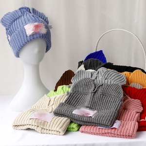 Hot bán Y2K phong cách Crochet Slouchy hat dễ thương sọ <span class=keywords><strong>Beanie</strong></span> đan len cảm thấy <span class=keywords><strong>cap</strong></span> với mèo tai thiết kế cho kinh doanh và bãi biển - Product Image 1