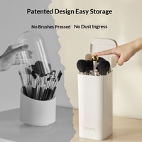 Boîte de rangement pour pinceaux de maquillage en plastique anti-poussière, style INS, capacité 3L, avec couvercle relevable, pour coiffeuse et usage quotidien