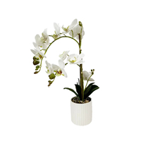 Fleur artificielle en pot en gros, couleur blanche, décoration intérieure et extérieure, orchidée personnalisable pour mariage