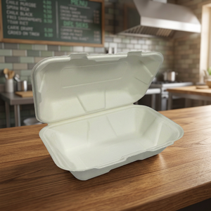 Taiwan 9*6 inch Biodegradable Clamshell Container PFAS Free 30g, L*W*D:320*230*50mm Factory made 100% biodegradable - Product Image 3