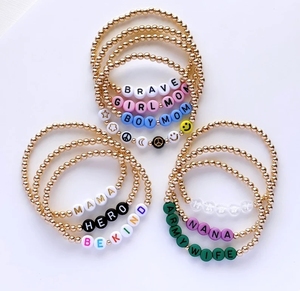 Bracelet personnalisé avec perles de lettres, plaqué or et perles colorées, bracelet à nom personnalisé, bijoux, cadeau <span class=keywords><strong>MAMA</strong></span> - Product Image 4