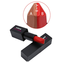 Rouge à lèvres velours bicolore à intensité intense, formule tendance sans paraben, sans logo, emballage magnétique noir