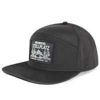 Casquette de sport unisexe HS15 imperméable à 6 panneaux à visière plate avec logo brodé personnalisé, style hip-hop urbain, pour usage extérieur