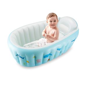 Inflatable Baby Bathtub Foldable Whale Print Infant Shower Tub with <b>Backrest</b> & Pump for Newborn - Product Image 5