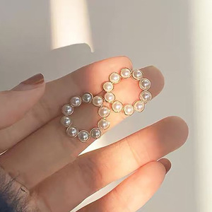 Gold Color Flower Hollow Stud Earring Vintage Crystal Simulated Pearl Earrings Set For Women Wedding Jewelry Wholesales