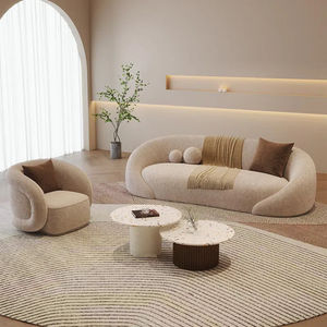 Divano curvo a forma speciale in velluto ciniglia negozio di abbigliamento salone di bellezza zona Lounge luce di lusso divano Reception con tavolino da caffè - Product Image 5