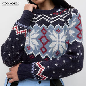 Suéter de Cachemira y Lana para Mujer, Cuello Alto, Diseño Jacquard con Patrón Intarsia, Estilo Casual para Invierno - Product Image 2