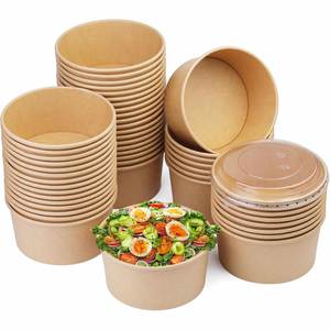 Custom Disposable Square Base Salad Paperboard <b>Box</b> with Matt Lamination & UV Coating Food Grade <b>Kraft</b> Paper Packaging - Product Image 1
