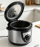 Cuisinière à pression électrique Storman GT604 en acier inoxydable, cuve intérieure en aluminium, écran LED, capacité 4L-6L, efficacité énergétique A+, garantie 1 an