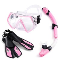Masque de plongée avec tuba pour adultes, lentilles en verre trempé de haute qualité, protection UV, anti-buée, tuba réglable, palmes de plongée