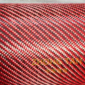 Tela de Fibra de Carbono Roja y Negra con Patrón Cruzado Tejido, Peso Medio, Resistente a Desgarros, para Uso en Exteriores y Automóviles - Product Image 5