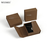 WEIMEI Boîte d'Emballage de Bijoux en Carton Marron Personnalisée avec Logo Design Sur Mesure pour Collier, Bracelet, Bague et Boucles d'Oreilles
