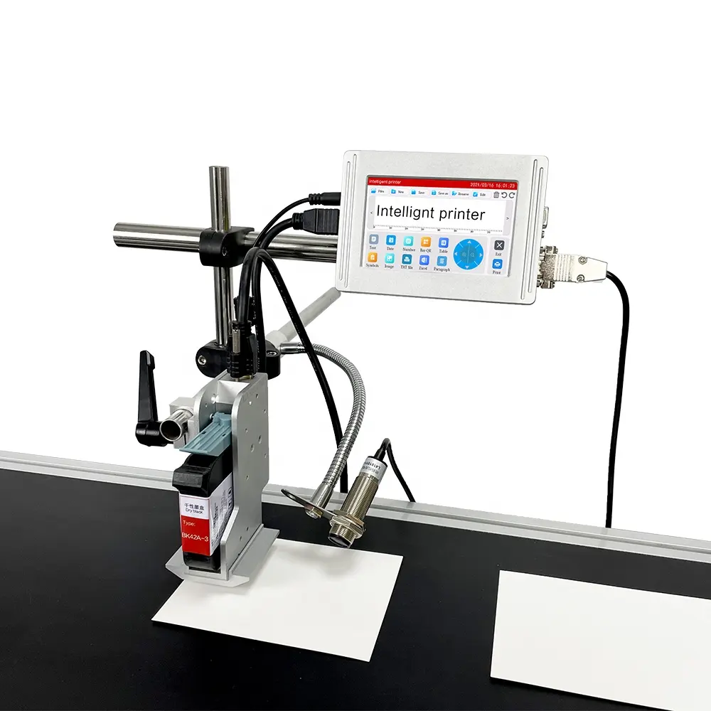 Impresora de inyección de tinta en línea Industrial automática, máquina de impresión de números de código QR