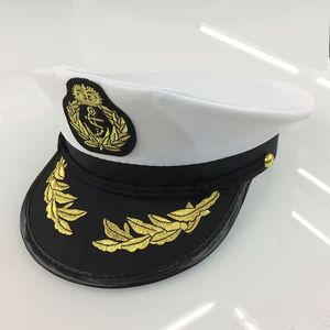 Großhandel Custom White Sailor Captain Cap Kostüm Gestreifte Marine <span class=keywords><strong>Pilot</strong></span> Hut für Sport Casual Beach Party Zubehör Yacht Weiß - Product Image 2