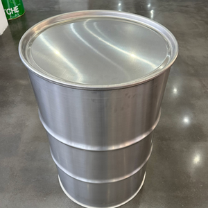 Baril en acier inoxydable de 55 gallons (200 L) avec couvercle et robinet, conforme aux normes européennes ISO, réutilisable pour les produits chimiques et l'usage industriel - Product Image 1