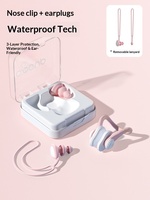 Bouchons d'oreilles de natation en silicone, étanches, professionnels, anti-étouffement, non insonorisés, avec pince-nez de plongée, ensemble mignon pour adultes