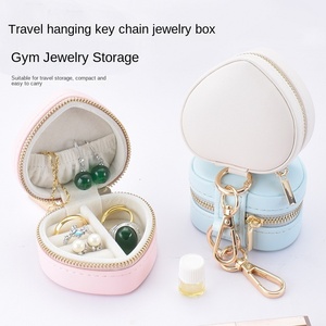 Sunshine Cross-border Nouveau Porte-clés à fermeture éclair <span class=keywords><strong>en</strong></span> PU de style coré<span class=keywords><strong>en</strong></span>, mini boîte de rangement pour bijoux <span class=keywords><strong>en</strong></span> forme de cœur pour la salle de sport et les sorties - Product Image 2