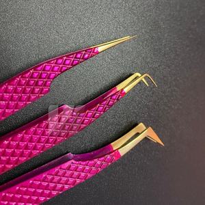 Pince à épiler à sourcils pointue or violet transparent de haute qualité Logo personnalisé acier inoxydable durable japonais pour cils - Product Image 5