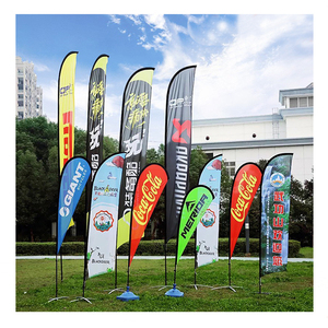 Drapeaux de plage personnalisés avec logo pour la promotion en extérieur, la publicité, le football, les sports, les drapeaux à plumes avec mât et socle à base d'eau - Product Image 1